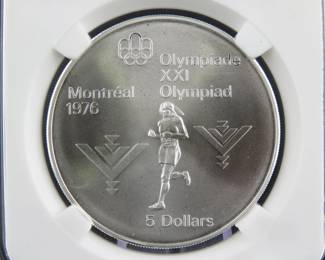 Lot 96. 1975 Canadian $5 proof sterling silver coin weighing 24.3 grams