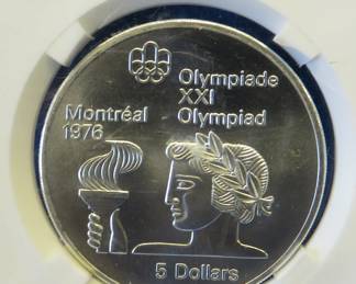 Lot 311. 1976 Canadian $5 proof sterling silver coin weighing 24.5 grams