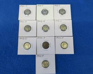Lot 348. Ten Mercury dimes. Dates as shown.