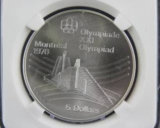 Lot 99. 1976 Canadian $5 proof sterling silver coin weighing 26.4 grams