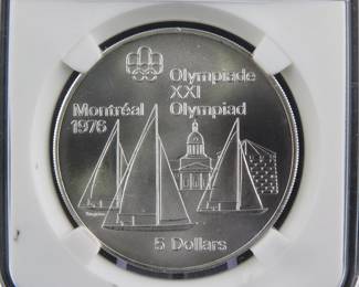 Lot 92. 1973 Canadian $5 proof sterling silver coin weighing 24.6 grams