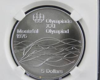 Lot 94. 1975 Canadian $5 proof sterling silver coin weighing 24.4 grams