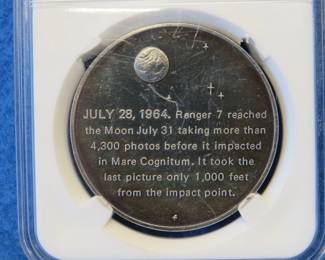 Lot 357. Franklin Mint America In Space Ranger VII sterling silver round weighing 26.6 grams