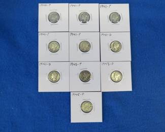 Lot 244. Ten Mercury dimes. Dates as shown.