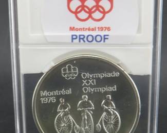 Lot 190. 1976 Canadian Olympic $10 sterling silver proof coin. 48.2 grams.