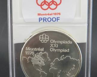 Lot 191. 1976 Canadian Olympic $10 sterling silver proof coin. 48.1 grams.