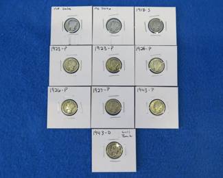 Lot 246. Ten Mercury dimes. Dates as shown.
