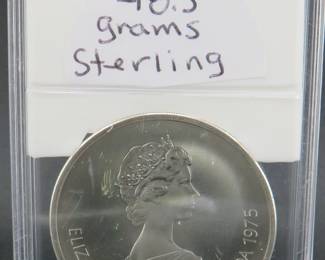Lot 172. 1976 Canadian $10 sterling silver proof coin. 48.3 grams.