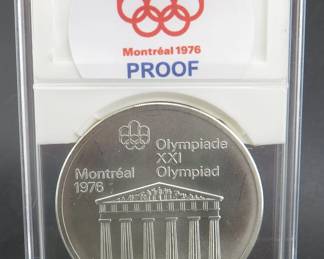 Lot 197. 1976 Canadian Olympic $10 sterling silver proof coin. 48.6 grams.