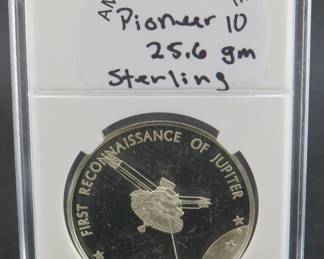 Lot 141. Franklin Mint America In Space 1972 Pioneer 10 sterling silver round weighing 25.6 grams