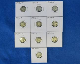 Lot 242. Ten Mercury dimes. Dates as shown.