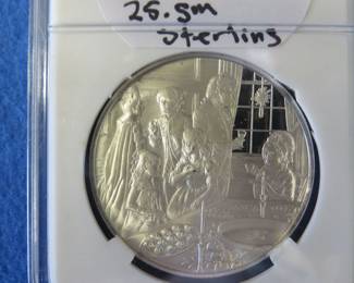 Lot 329. Franklin Mint Postmasters of America 1974 sterling silver round weighing 25.5 grams