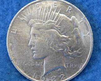 Lot 409. 1922 D Peace silver dollar