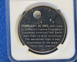 Lot 354. Franklin Mint America In Space Friendship 7 sterling silver round weighing 26.7 grams