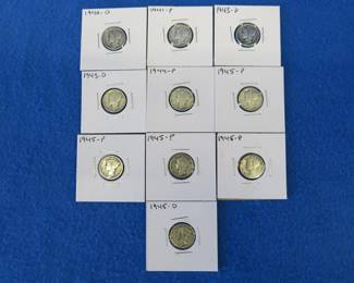 Lot 344. Ten Mercury dimes. Dates as shown.