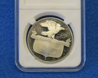 Lot 399. Franklin Mint Postmasters of America 1974 sterling silver round weighing 24.4 grams