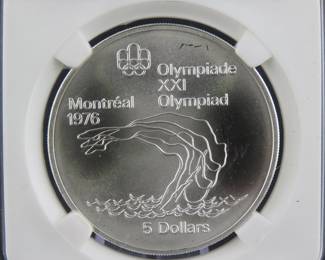 Lot 97. 1975 Canadian $5 proof sterling silver coin weighing 24.3 grams
