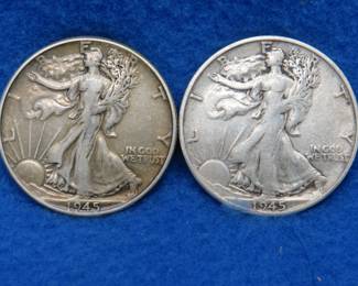 Lot 178. 1945 P and 1945 S Walking Liberty half dollars