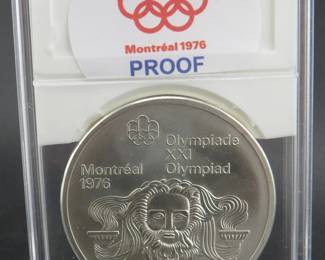 Lot 196. 1976 Canadian Olympic $10 sterling silver proof coin. 48.9 grams.