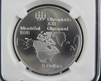 Lot 91. 1973 Canadian $5 proof sterling silver coin weighing 24.2 grams