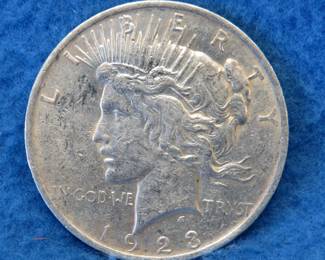 Lot 412. 1923 P Peace silver dollar