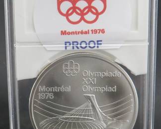 Lot 199. 1976 Canadian Olympic $10 sterling silver proof coin. 47.3 grams.