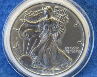 Lot 221. 2006 American Silver Eagle. One ounce of fine silver.