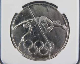 Lot 82. Franklin Mint Postmasters of America 1972 Olympic Games sterling silver round weighing 24.9 grams