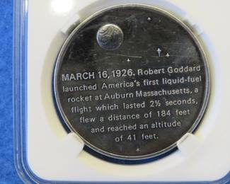 Lot 350. Franklin Mint America In Space The Goddard Rocket 4 sterling silver round weighing 26.7 grams