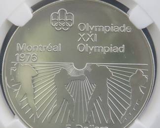 Lot 233. 1976 Canadian $5 proof sterling silver coin weighing 24.6 grams