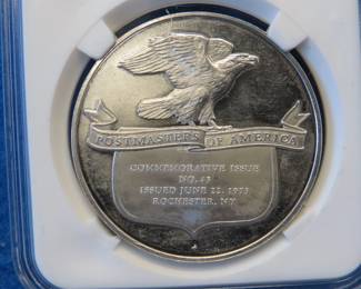 Lot 280. Franklin Mint Postmasters of America 1973 sterling silver round weighing 25.9 grams