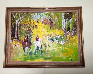 Fox Hunt A.MARIEN signed Oil Painting