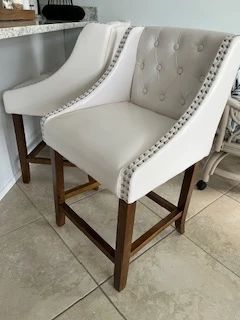3 Leather counter height barstools