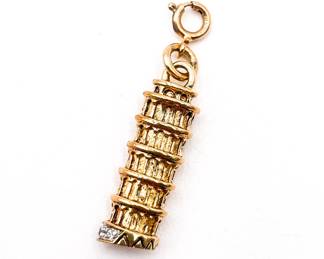 MEDA 925 Gold-Tone Leaning Tower of Pisa Charm