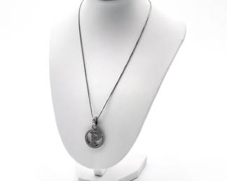 Judith Ripka 925 Sterling Silver Necklace with CZ-Accented ‘P’ Pendant