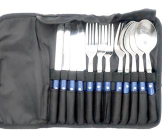 Portable Travel Camping Cutlery Roll Set for 4