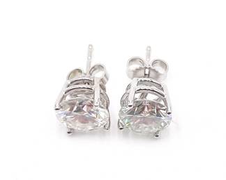 Sterling Silver Stud Earrings with Simulated Stones