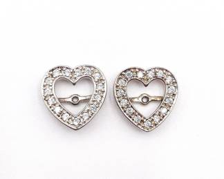 Sterling Silver Heart-Shaped CZ Earring Settings