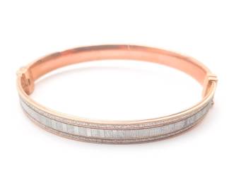 925 Sterling Silver Rose Gold-Tone Hinged Bangle