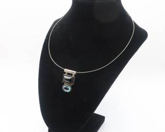 Sheri 925 Sterling Silver Necklace with Double Gemstone Pendant