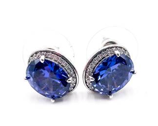 Vanna K Bella Luce Tanzanite & White Diamond Simulants Platineve Earrings