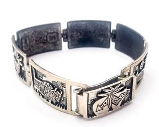 RMT Carolyn Pollack & Roderick M. Tenorio Sterling Silver Zuni Panel Bracelet