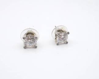 Pair of Sterling Silver and CZ Stud Earrings