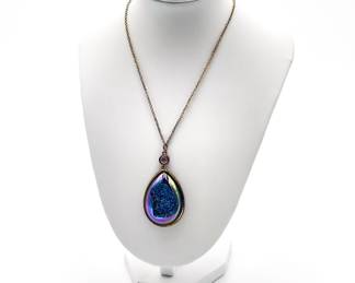 Titanium Aura Druzy Pendant Necklace