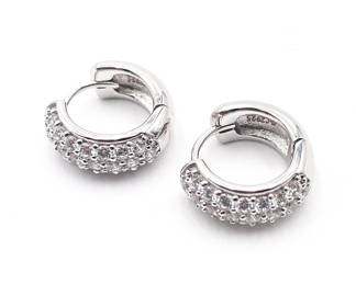 925 Sterling Silver CZ Hoop Earrings