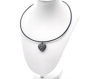 925 Sterling Silver Diamonique CZ Heart-Shaped Pendant Necklace
