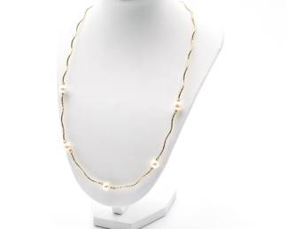 Milor Italy 925 Gold-Toned Necklace with Pearls