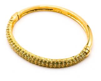 Nolan Miller Gold-Tone Hinged Bangle Bracelet with Rhinestones