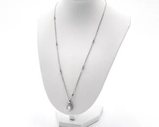 Sterling Silver Necklace with CZ Teardrop Pendant
