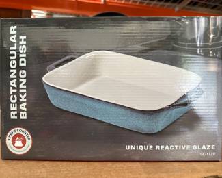 Stoneware Rectangular Baking Dish with Reactive Glaze
